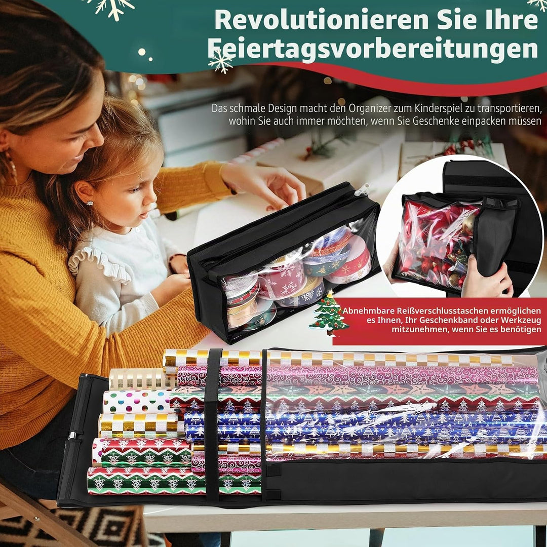 Geschenkpapier-Organizer, doppelseitig, zum Aufhängen, Geschenkpapierrollenhalter für Weihnachten, 1