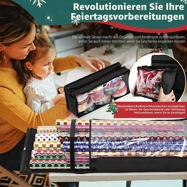 Geschenkpapier-Organizer, doppelseitig, zum Aufhängen, Geschenkpapierrollenhalter für Weihnachten, 1