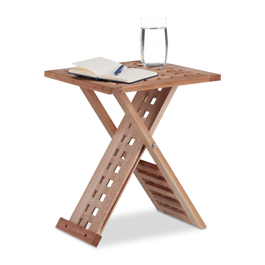 Relaxdays Beistelltisch klappbar, Klapptisch Walnuss, Couchtisch klein, Nachttisch eckig, HBT: 40,5