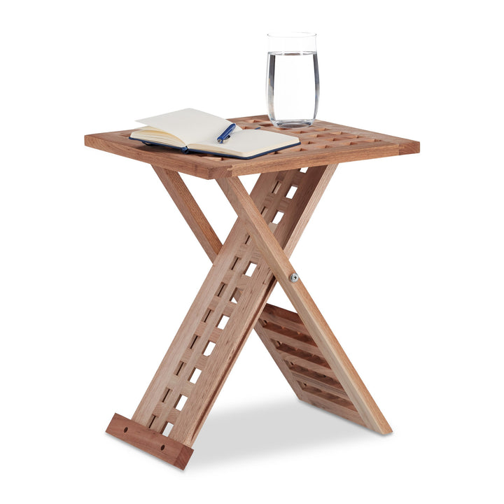 Relaxdays Beistelltisch klappbar, Klapptisch Walnuss, Couchtisch klein, Nachttisch eckig, HBT: 40,5