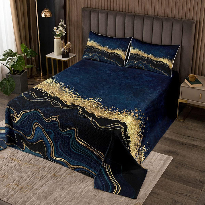 Chic Marmor Tagesdecke für Erwachsene, Bronzing Stone Grain Tagesdecke 220x240 für Kinder Jungen Fra