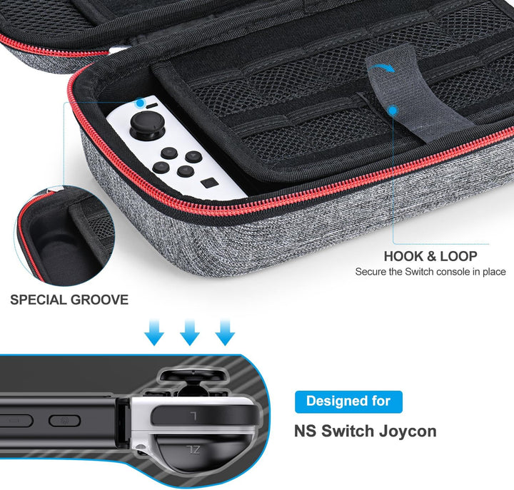 Switch Tasche für NS Switch OLED - innoAura 18 in 1 Switch Zubehör mit Switch Hülle, Switch Spiele A