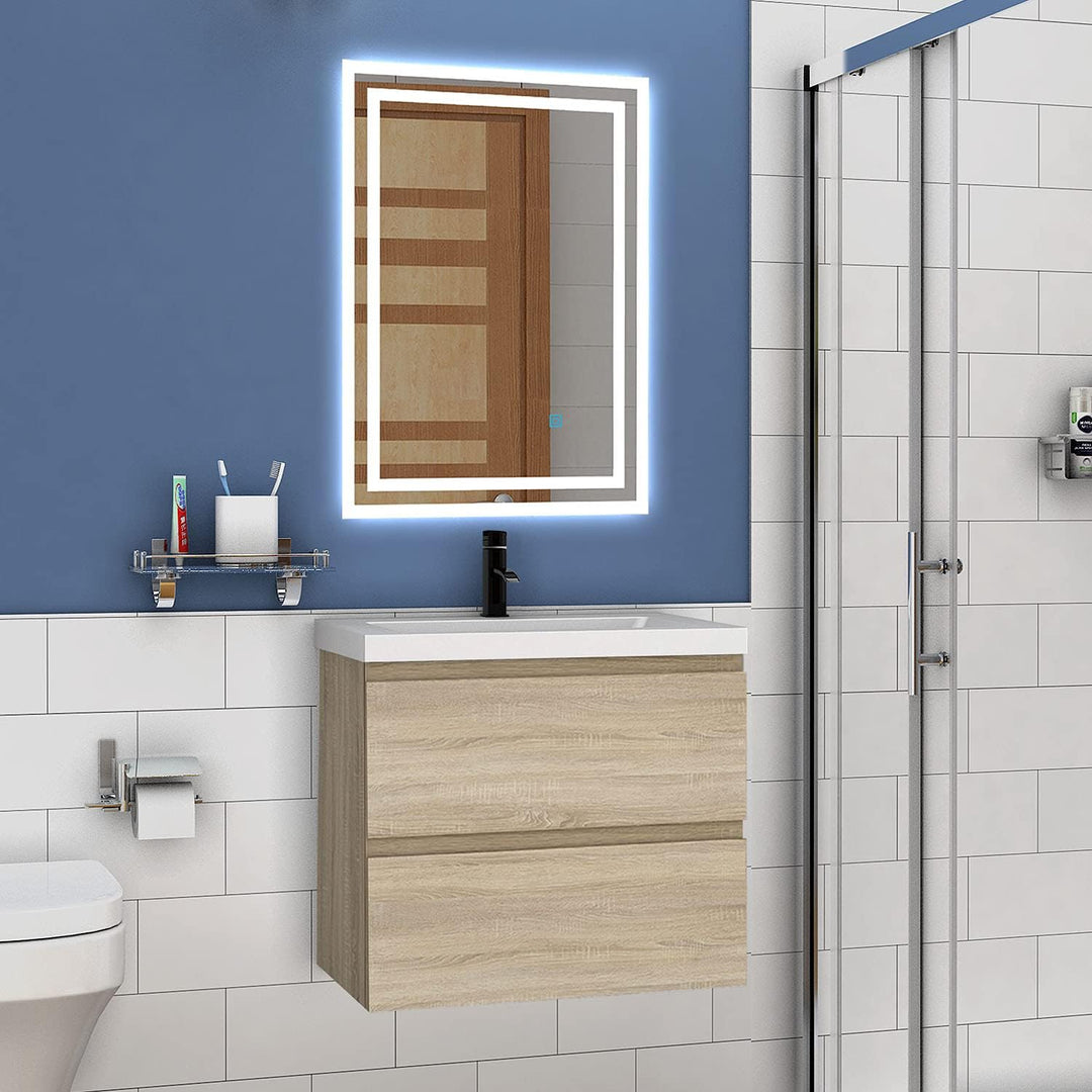 Aica Sanitär Waschtisch mit Unterschrank 60 cm Badmöbel Set mit Waschbecken Mineralguss Gäste WC Eic