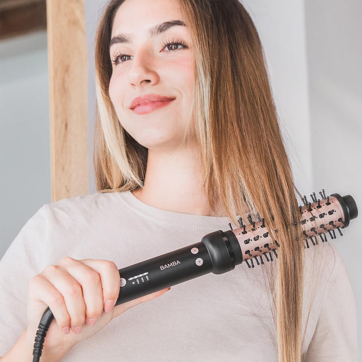 Cecotec Glättbürste Bamba InstantCare Curly AirFlow. Trocknet und kräuselt, 34mm Zylinder, Keramikbe