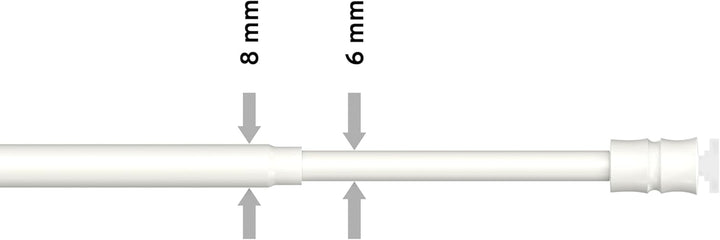 Interdeco Klemmstange (1 Stück), Klemmfix Scheibenstange mit Gummistopfen Weiss in 8/6 mm Ø, Flexo,