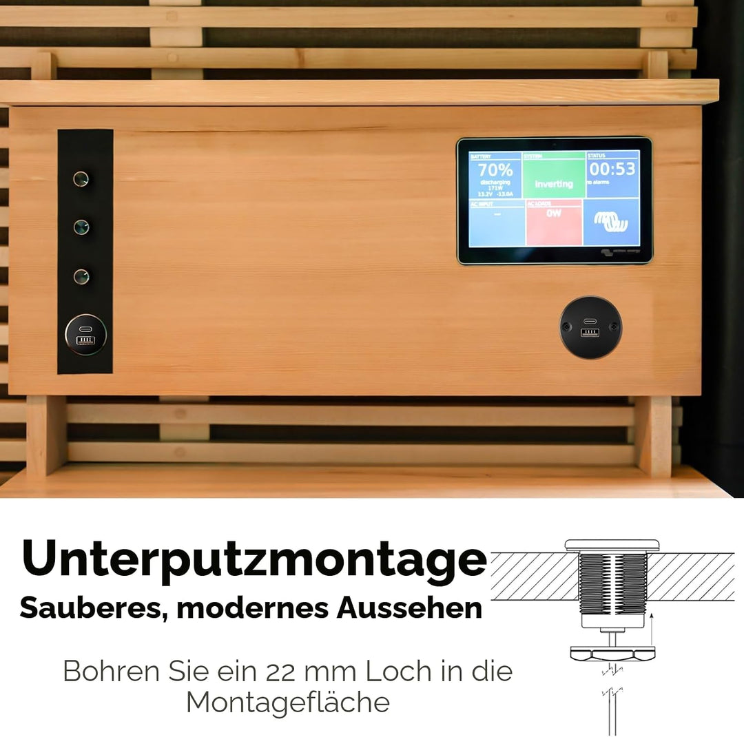 acegoo USB C Steckdose 12V Wohnmobil Ladegerät Vollaluminium, Typ C USB Anschluss PD3.0 QC3.0 KFZ Bu