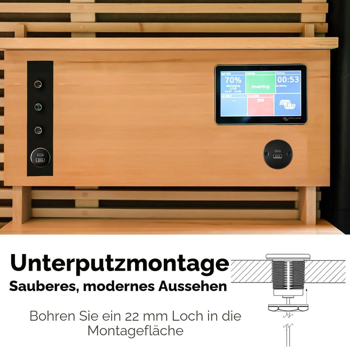 acegoo USB C Steckdose 12V Wohnmobil Ladegerät Vollaluminium, Typ C USB Anschluss PD3.0 QC3.0 KFZ Bu