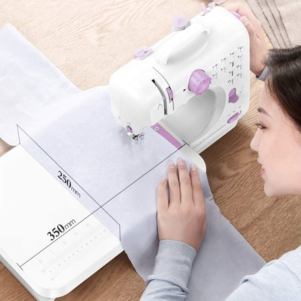 12 Stichmuster Nähmaschine für Kinder und Anfänger, Mini-Nähmaschine mit Fusspedal, Arbeitslicht, Zu