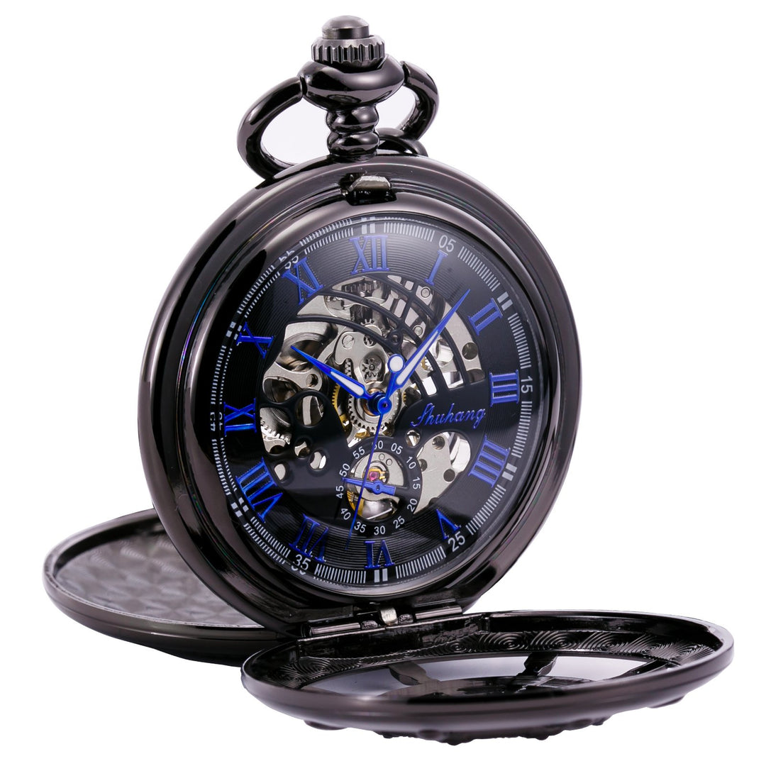 TREEWETO Taschenuhr Vintage Ruder Hohl Mechanisch Steampunk Skelett Römische Ziffern Taschenuhr mit