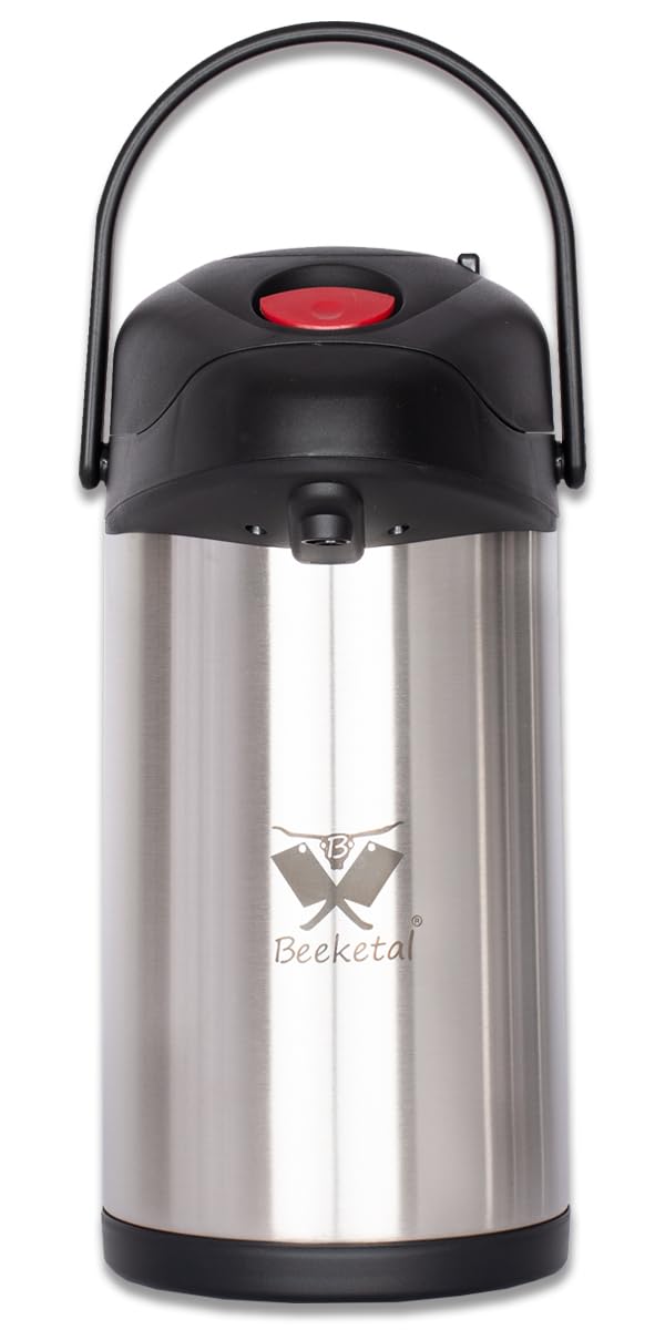 Beeketal 'BPK Serie' Gastro Pumpkanne, doppelwandige Edelstahl Isolierkanne mit leichtgängigem Pumpm