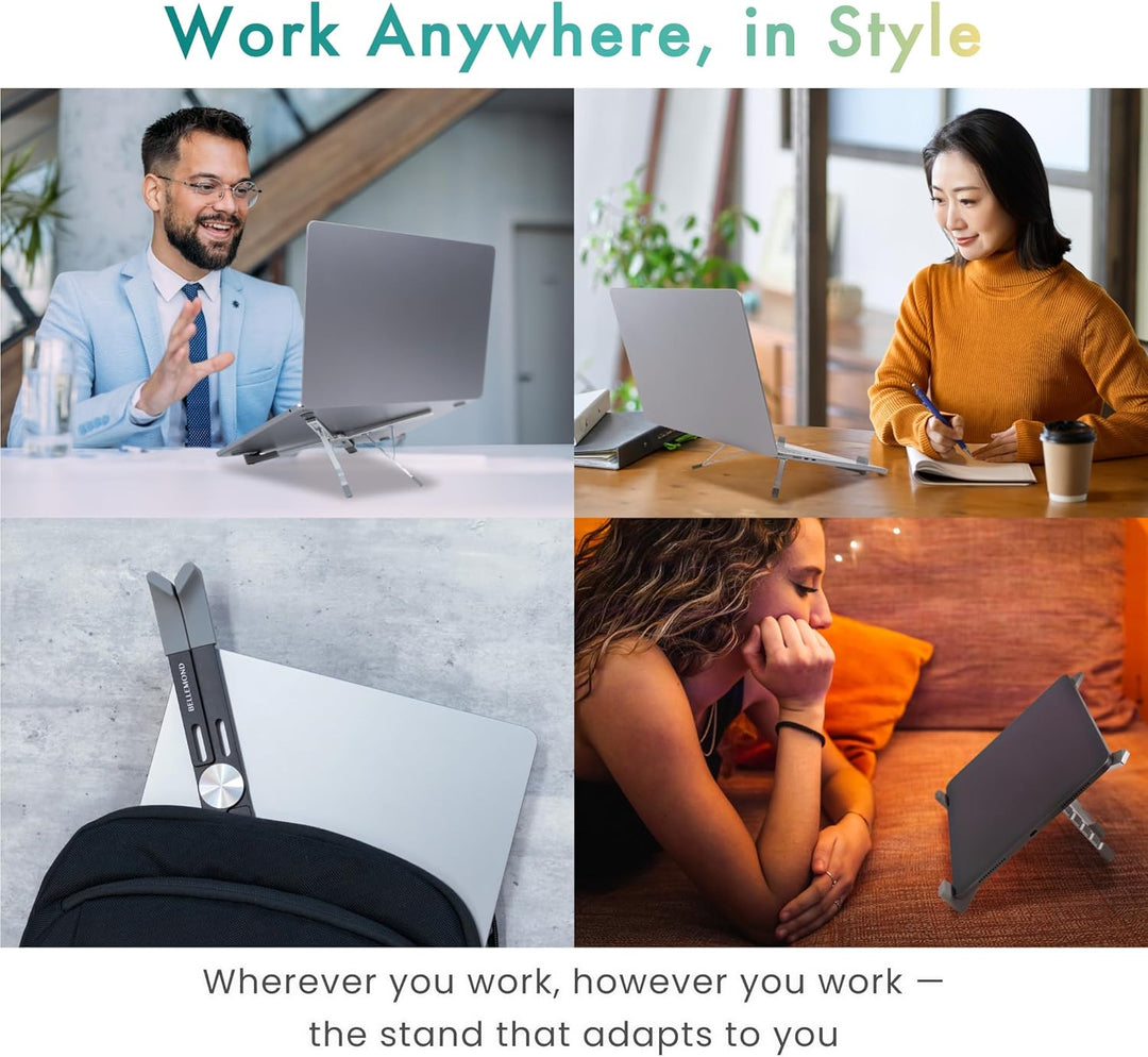 BELLEMOND | X-Form Laptop-Ständer – Höhenverstellbarer Aluminium-Riser mit 5 Stufen, faltbar & leich