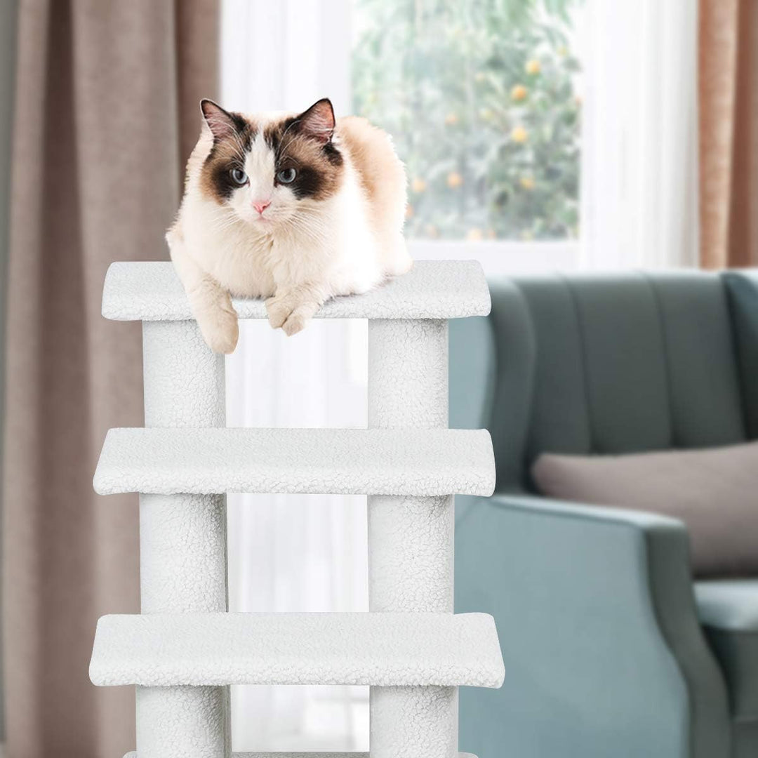 SOARS Katzentreppe, 4-stufige Haustiertreppe, Treppe für Katzen bis 25 kg, Hundetreppe, Kletterbaum
