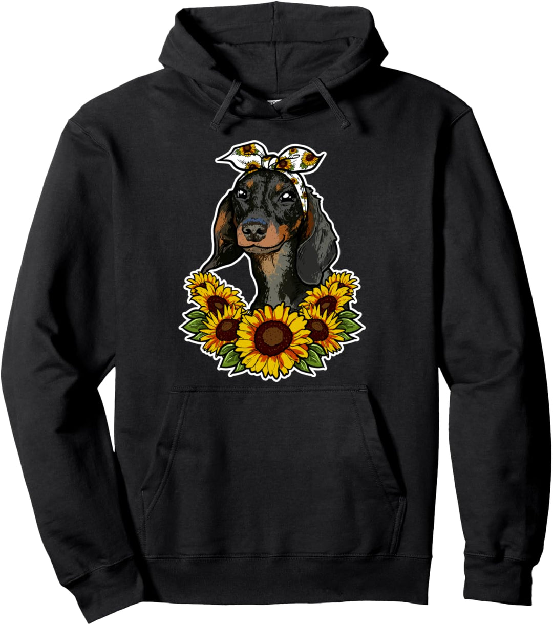 Süsses Hunde Liebe Geschenk Sonnenblumen Dekor Dackel Pullover Hoodie