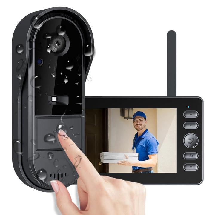 TKMARS Kabellose Türklingel Kamera mit 4,3-Zoll-Innenbildschirm, wasserdicht, Dual-Audio und -Aufnah