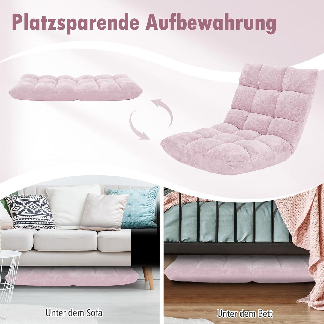 GOPLUS Bodenstuhl, Bodensofa mit Rückenlehne, Bodensessel mit Schlaffunktion, Floor Chair, Lazy Sofa