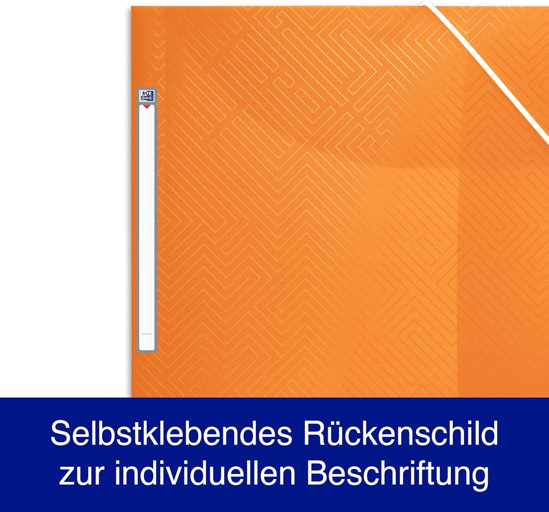 Oxford Eckspannermappe A4, Kunststoff, mit Gummiband, 8 Farben, 10 Stück, Rot, Orange, Anis, Ice Min