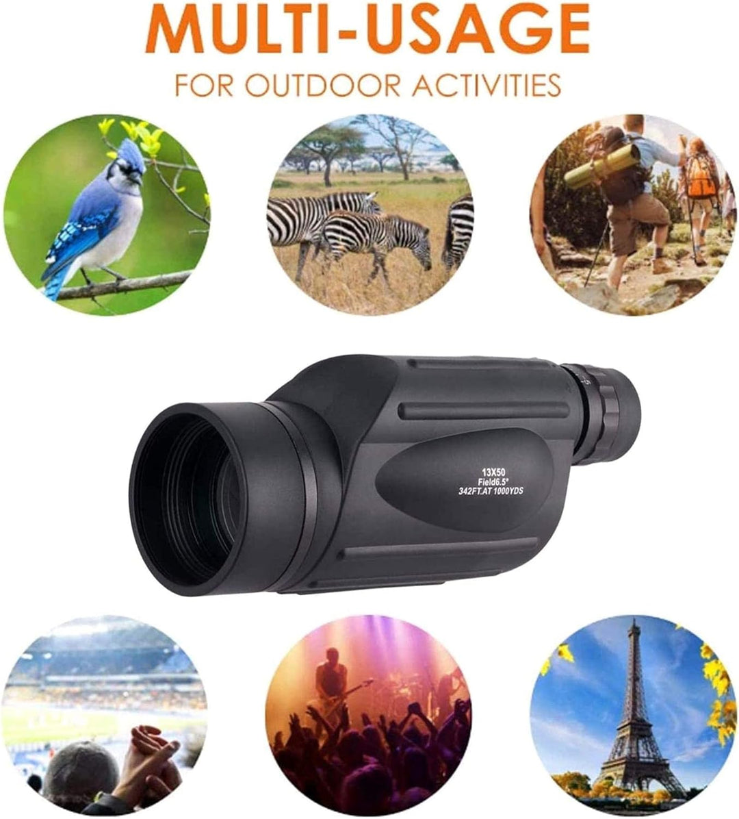 Monokular-Teleskop für Erwachsene – 13 x 50 High Power HD Optik Zoom Monokular Teleskop für Smartpho