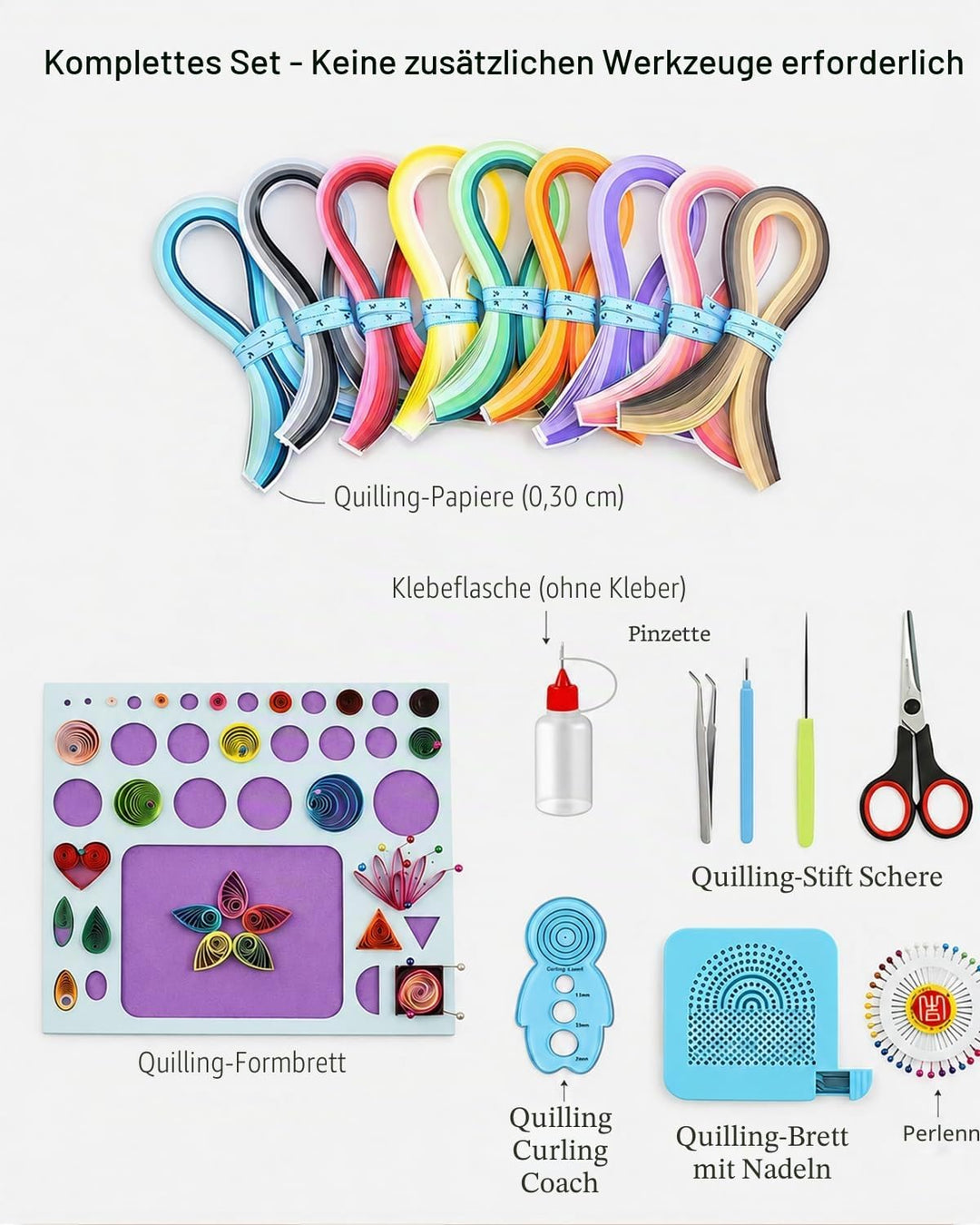 YURROAD Quilling Set, Quilling Papier Werkzeug Set mit 36 Farben 900 Quilling Papierstreifen 3mm, Qu