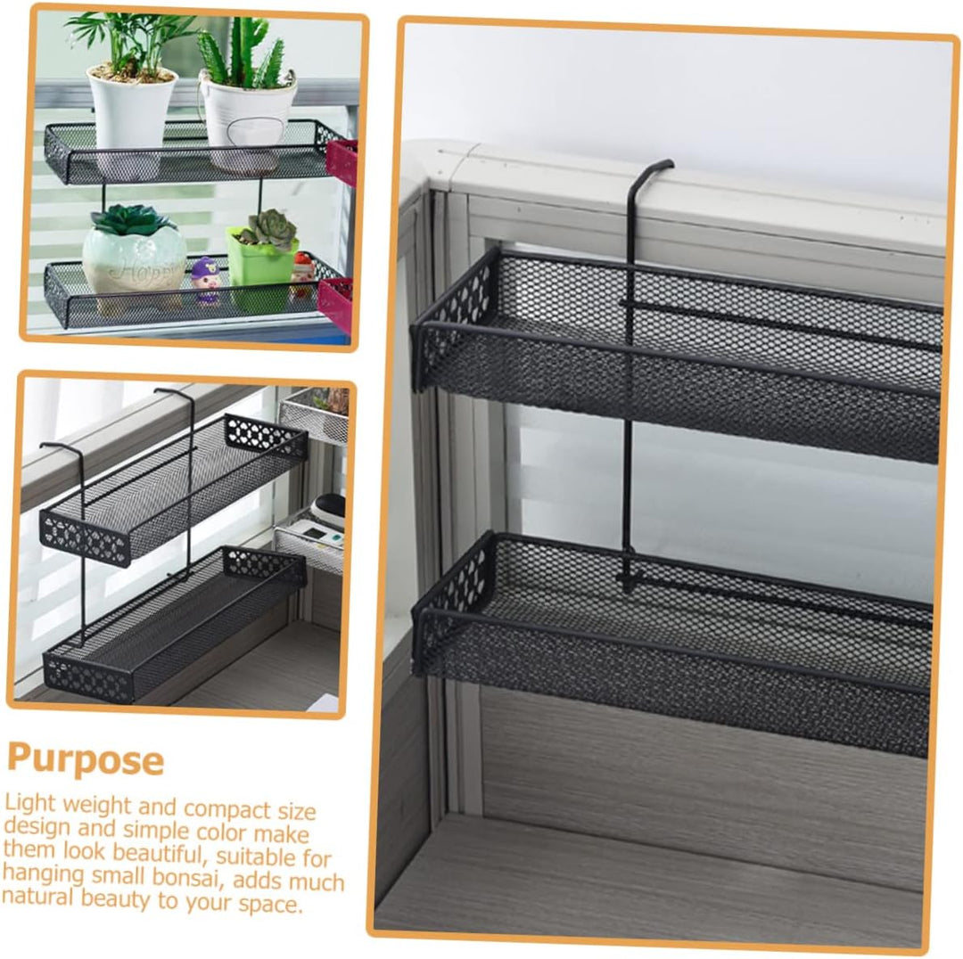 Happyyami Balkon Pflanzenhänger Blumentopfhalter Zweischichtig Schwarz Hängeregal Für Fensterbank Un