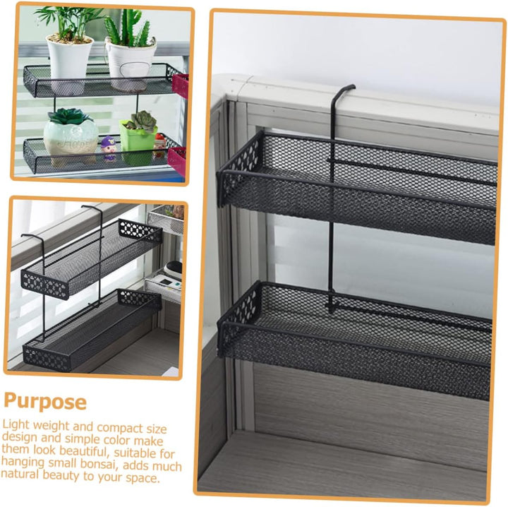 Happyyami Balkon Pflanzenhänger Blumentopfhalter Zweischichtig Schwarz Hängeregal Für Fensterbank Un