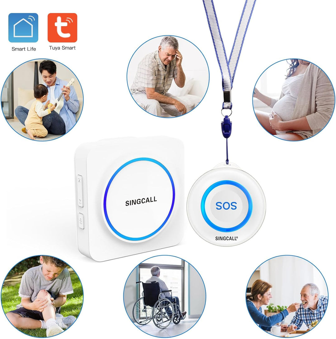 SINGCALL Tuya WiFi Smart SOS Notfallknopf System, Persönliches Alarmsystem für ältere/Patienten/Seni