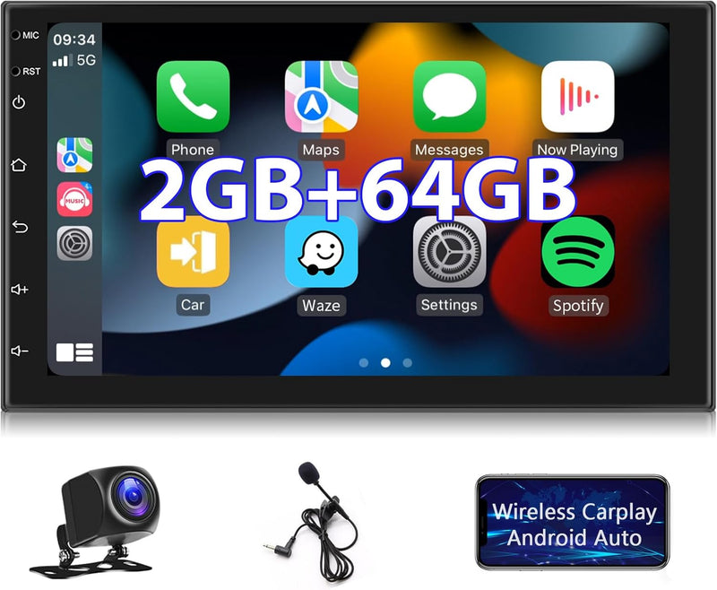 Android 11 Autoradio 2GB+32GB Wireless Carplay Android Auto Doppel Din Radio mit Navi 7 Zoll Touchsc