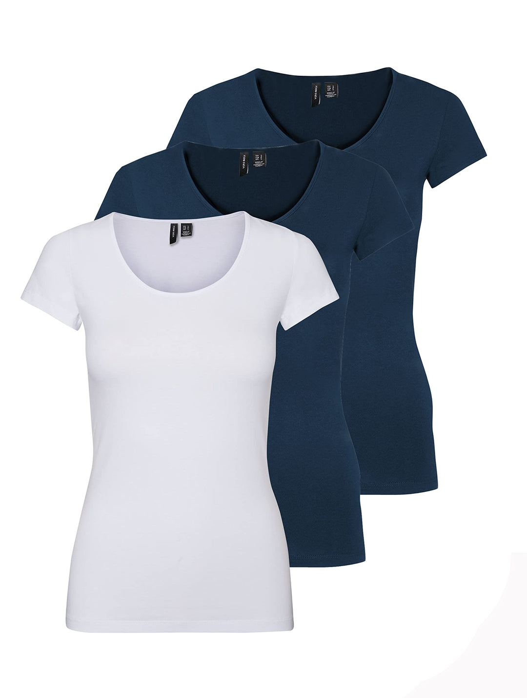 VERO MODA Damen Vmmaxi My Soft Ss U-Neck T-Shirt XS Blau (2x Insignia Blue/ 1x White), XS Blau (2x I