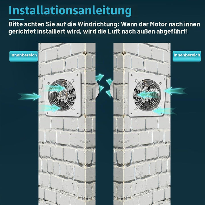 150mm Abluftventilator 600m³/h, Leiser mit Schalter, Stecker, Rückstauklappe, 40W Industrieller Wand