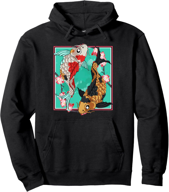 Japanese Aesthetic Koi Carp Nishikigoi Blossom Fish Cherry Pullover Hoodie