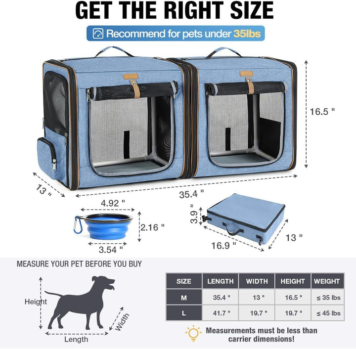 Lekeinchi 2-in-1 Hundebox Transportbox Katze für Mittelgrosses Haustier, Faltbare Katzentransportbox