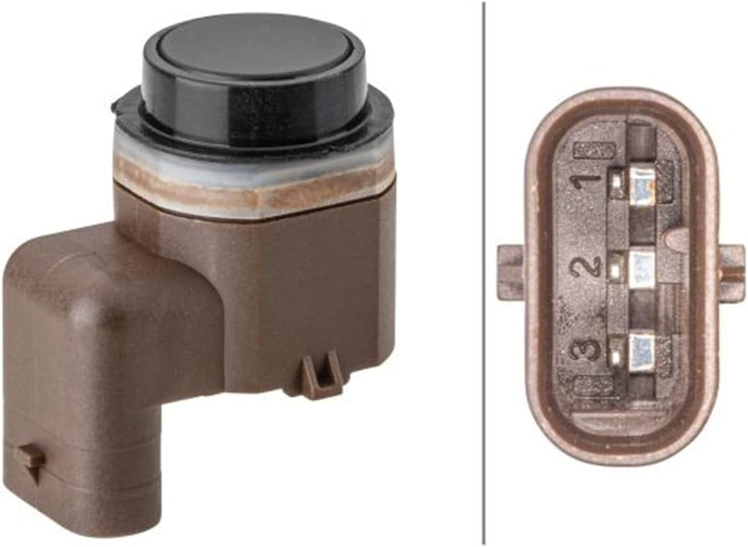 HELLA 6PX 358 141-821 Sensor, Einparkhilfe - gewinkelt - 3-polig - gesteckt - überlackierbar - mit B