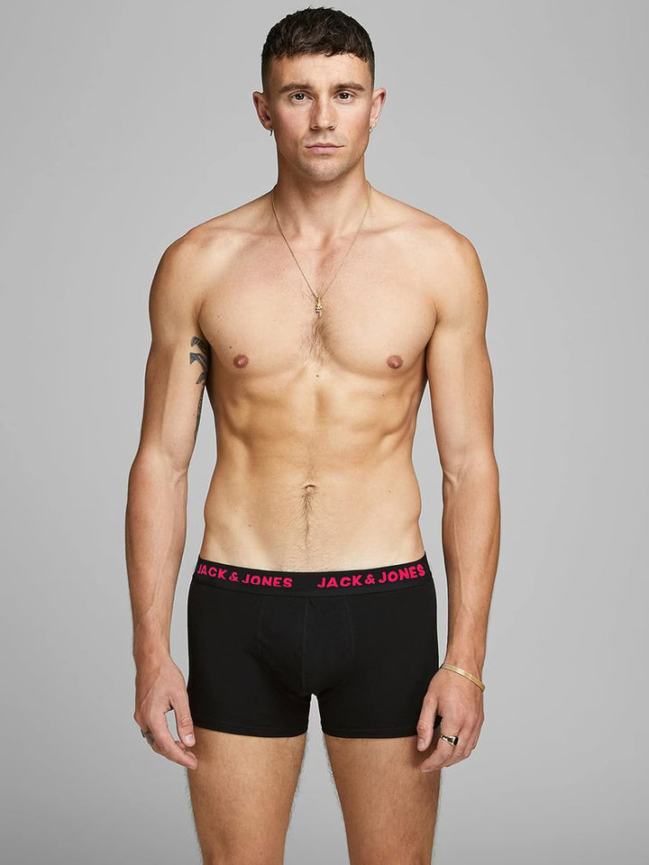 JACK &amp; JONES JACHUEY Trunks 7 Pack NOOS L 7x Schwarz (Logoprint: 3x Weiss, 2x Pink, 2x Blau), L 7x S