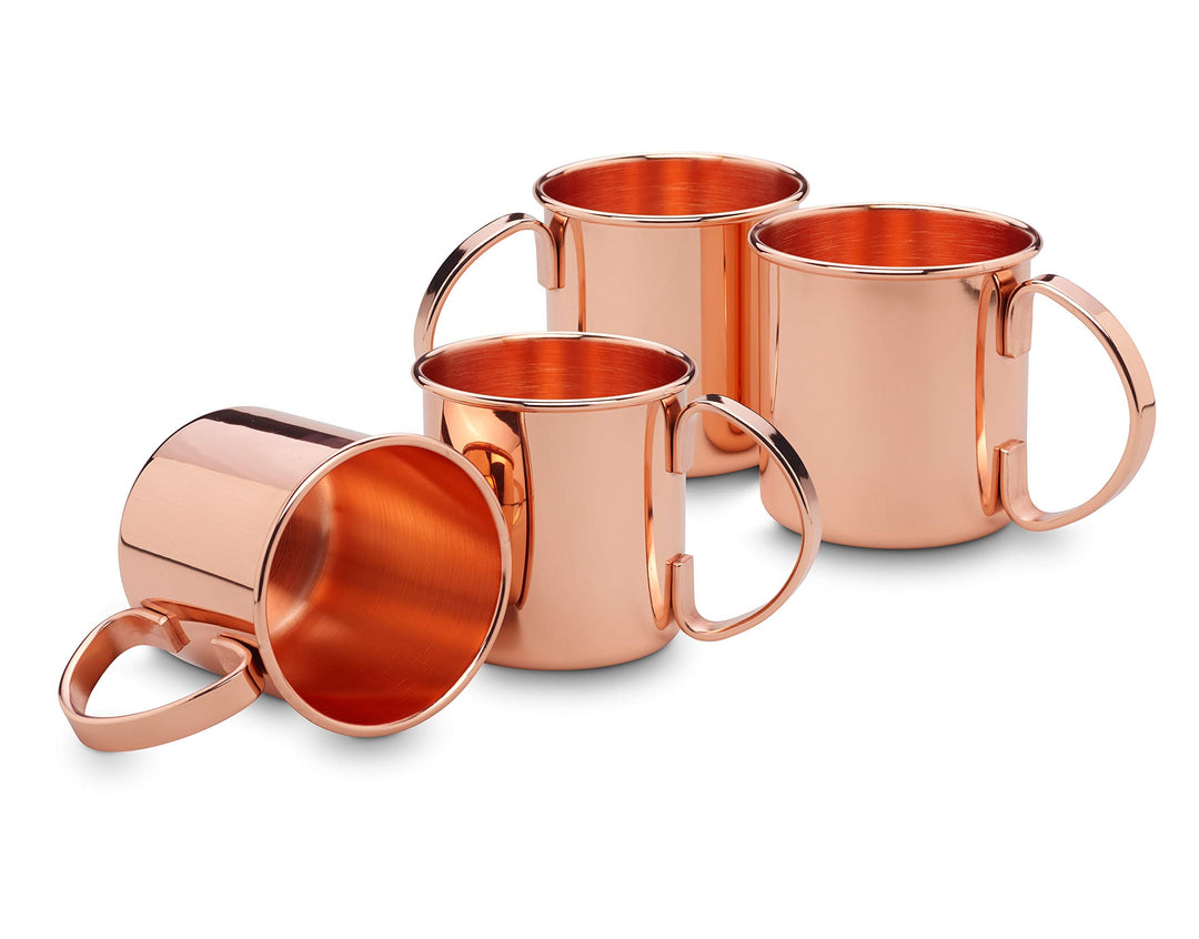 Echtwerk Kupferbecher-Set, Edelstahl-Gläser, Cocktail-Set, Cocktailgläser perfekt für Gin, Vodka, Bi