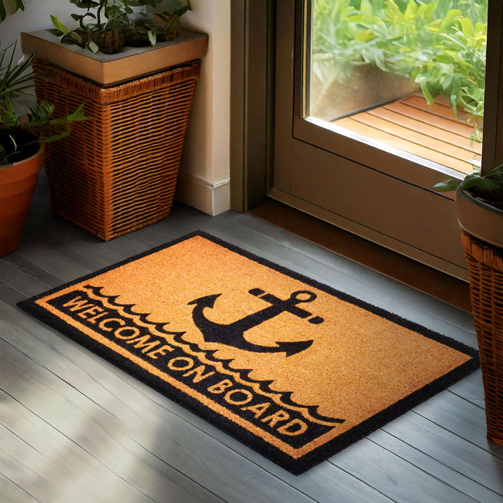 BRUBAKER Anker Fussmatte für Aussen und Innen - Welcome on Board - 45 x 75 cm Schmutzfangmatte aus K