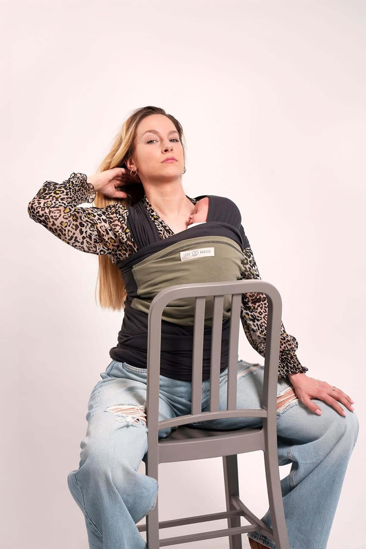 Je Porte Mon Bebe Schal, Anthrazit/Oliv Anthrazit und Olivgrün, Anthrazit und Olivgrün