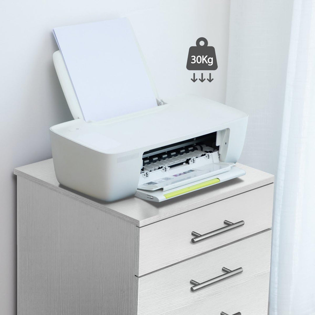Rollcontainer mit 3 Schubladen, Aktenschrank auf Rollen für Büro & Home Office (Weiss), Weiss