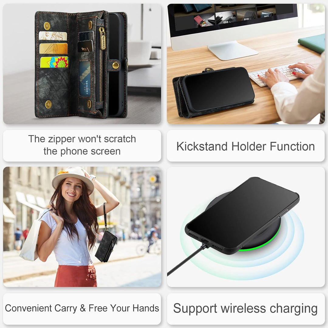 UFinetech 2-in-1 iPhone 11 Hülle Tasche Design Flip TPU Bumper Leder Abnehmbar Flexibel Magnetische
