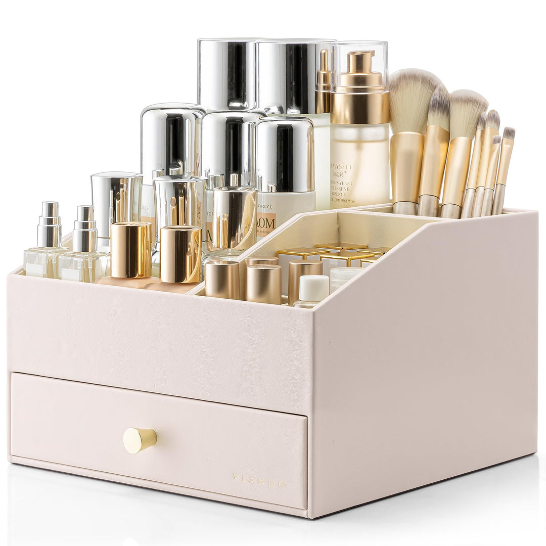 Vlando Make up Organizer mit 2 Schubladen, Schminktisch Organizer, Kosmetik Organizer, Schmink Organ