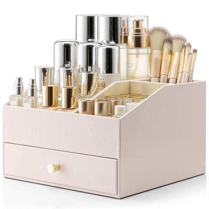 Vlando Make up Organizer mit 2 Schubladen, Schminktisch Organizer, Kosmetik Organizer, Schmink Organ