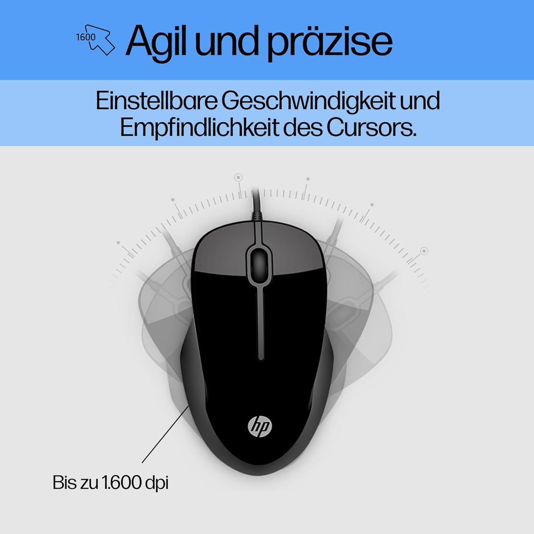 HP Pavilion Kombi Tastatur und Maus 200 (QWERTZ, kabelgebunden, 1.600 DPI, USB-Anschluss) schwarz