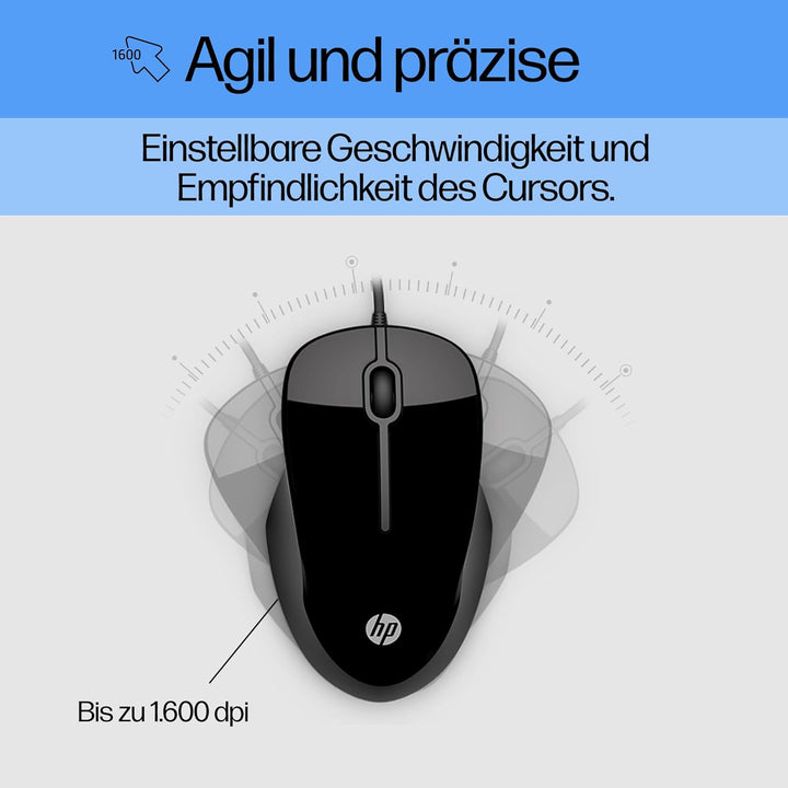 HP Pavilion Kombi Tastatur und Maus 200 (QWERTZ, kabelgebunden, 1.600 DPI, USB-Anschluss) schwarz