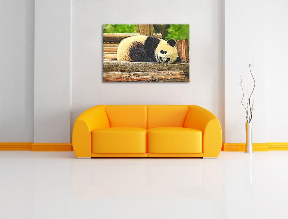 süsser kleiner Pandabär NewArt Format: 100x70 cm auf Leinwand, XXL riesige Bilder fertig gerahmt mit