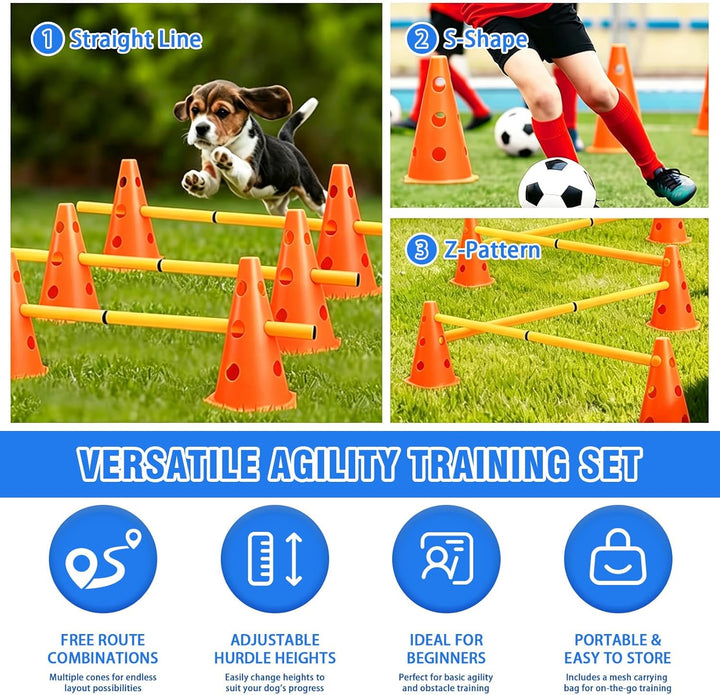 MeYuxg Agility Set Hunde – Cavaletti Steckhürdenset für kleine Hunde & Kinder, verstellbare Training