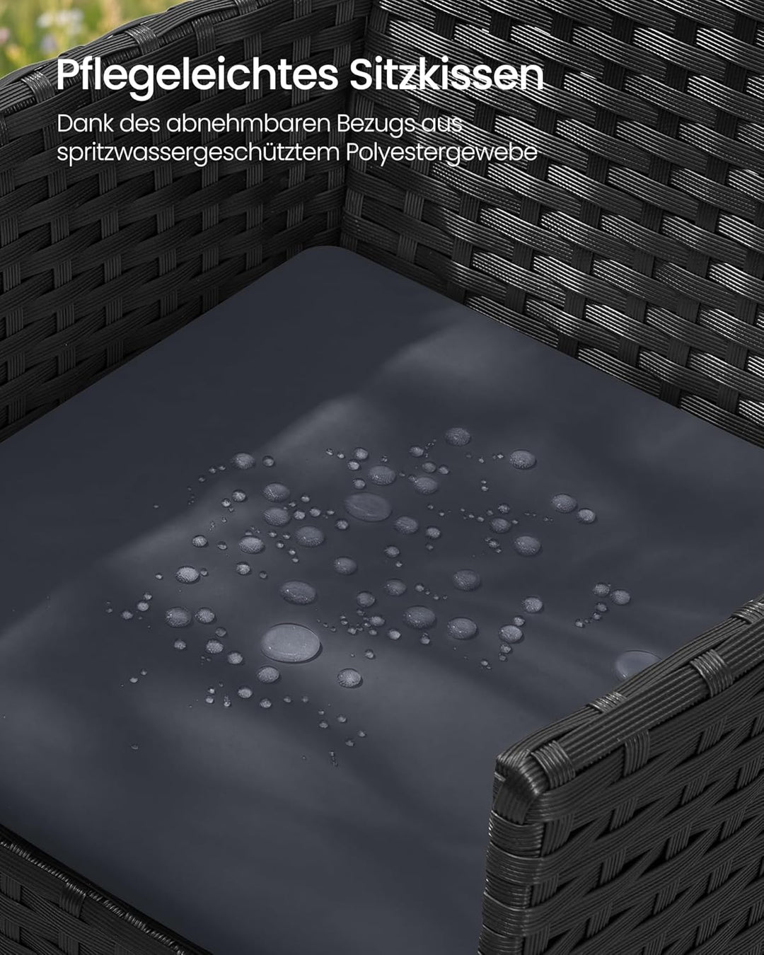 SONGMICS Balkonmöbel, Gartenmöbel-Set, aus PE-Polyrattan, Lounge-Set, Tisch und 2 Stühle, Terrassenm