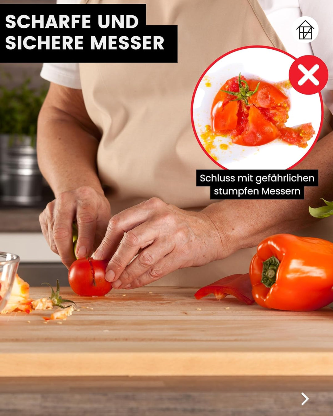 Küchenmesser 4er Set Schälmesser Gemüsemesser 7,5 cm Klingenlänge Solinger Qualität Rot 4er-Set Gera