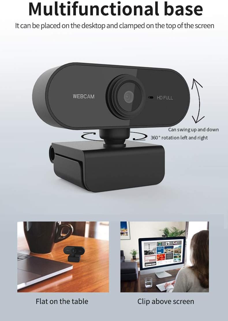 Webcam mit Mikrofon und Stativ, 1080P Webcam für PC Laptop Desktop, USB Computer Kamera für Videoanr