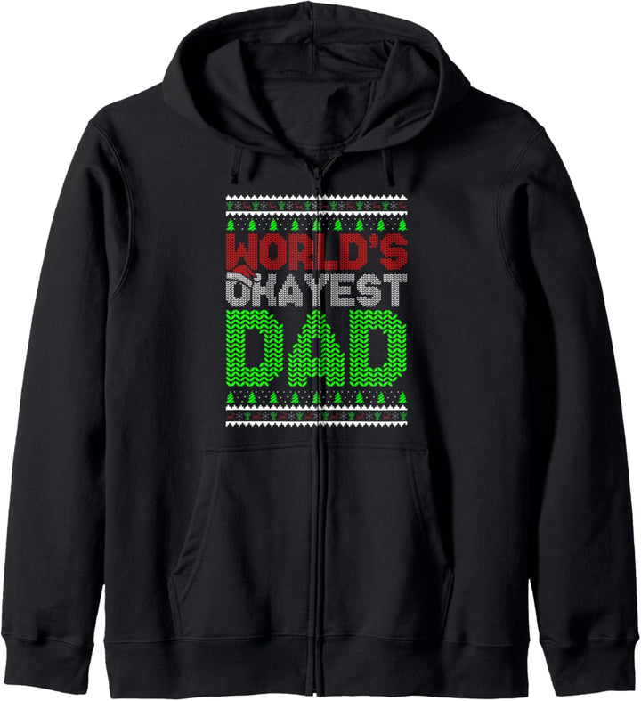 World's Okayest Dad Lustiger Weihnachts-Familien-Hässlicher Pullover Kapuzenjacke