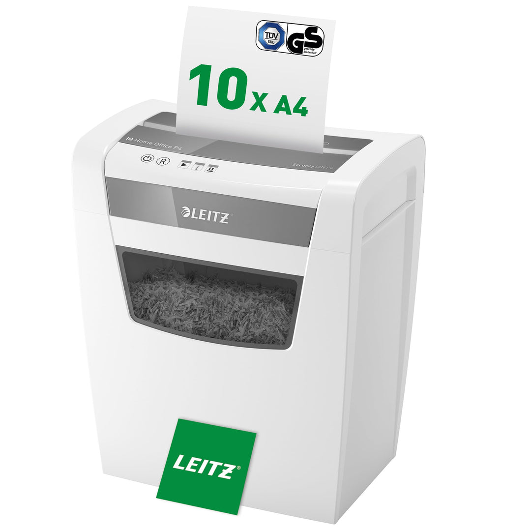 Leitz IQ Home Office Aktenvernichter, 12-10 Blatt Kapazität (70-80 g/m²), Partikelschnitt, Sicherhei