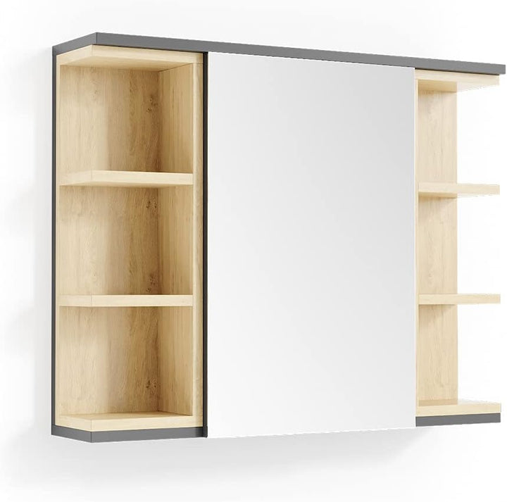 Vicco Bad Spiegelschrank Aquis, Anthrazit/Sonoma, 79 x 64 cm Anthrazit Spiegelschrank, Anthrazit Spi