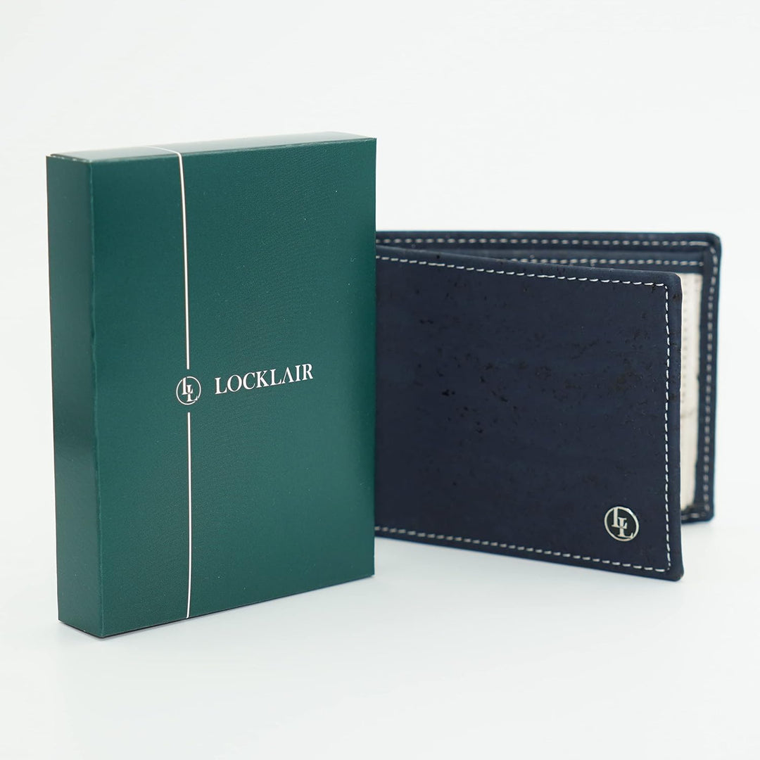 Locklair Sleek Wallet aus veganem Korkleder, Männer Geldbörse mit RFID-Schutz, Herren Portemonnaie K